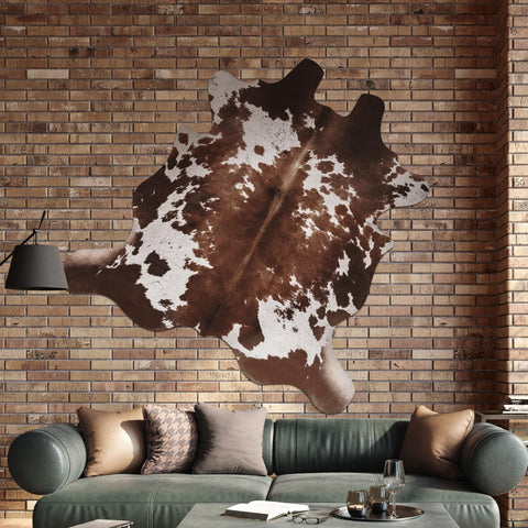 Warm Haven cowprint rug texture detail highlights dense fibers and print.