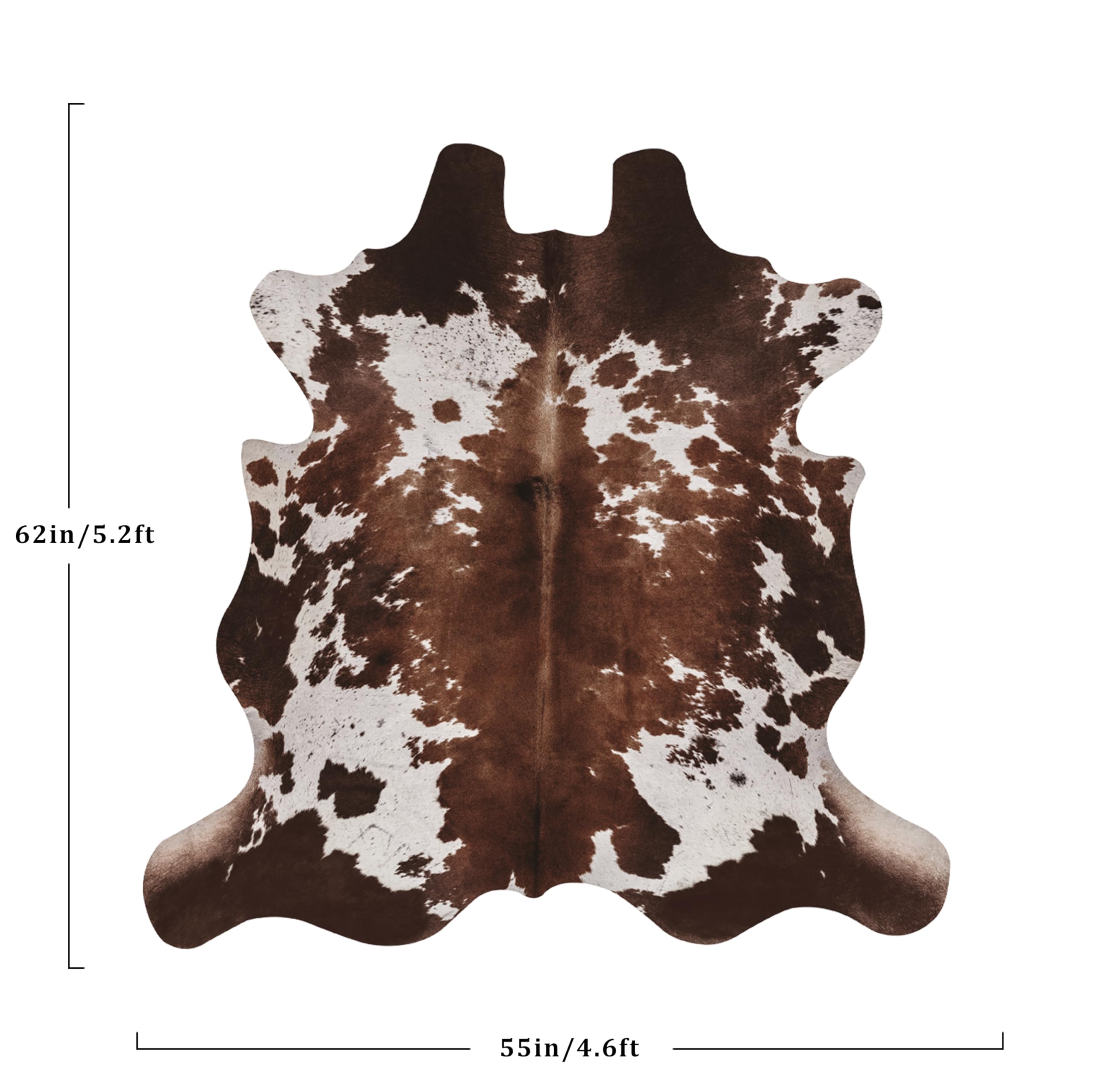 Warm Haven cowprint rug full layout in a living room adds cozy contrast.