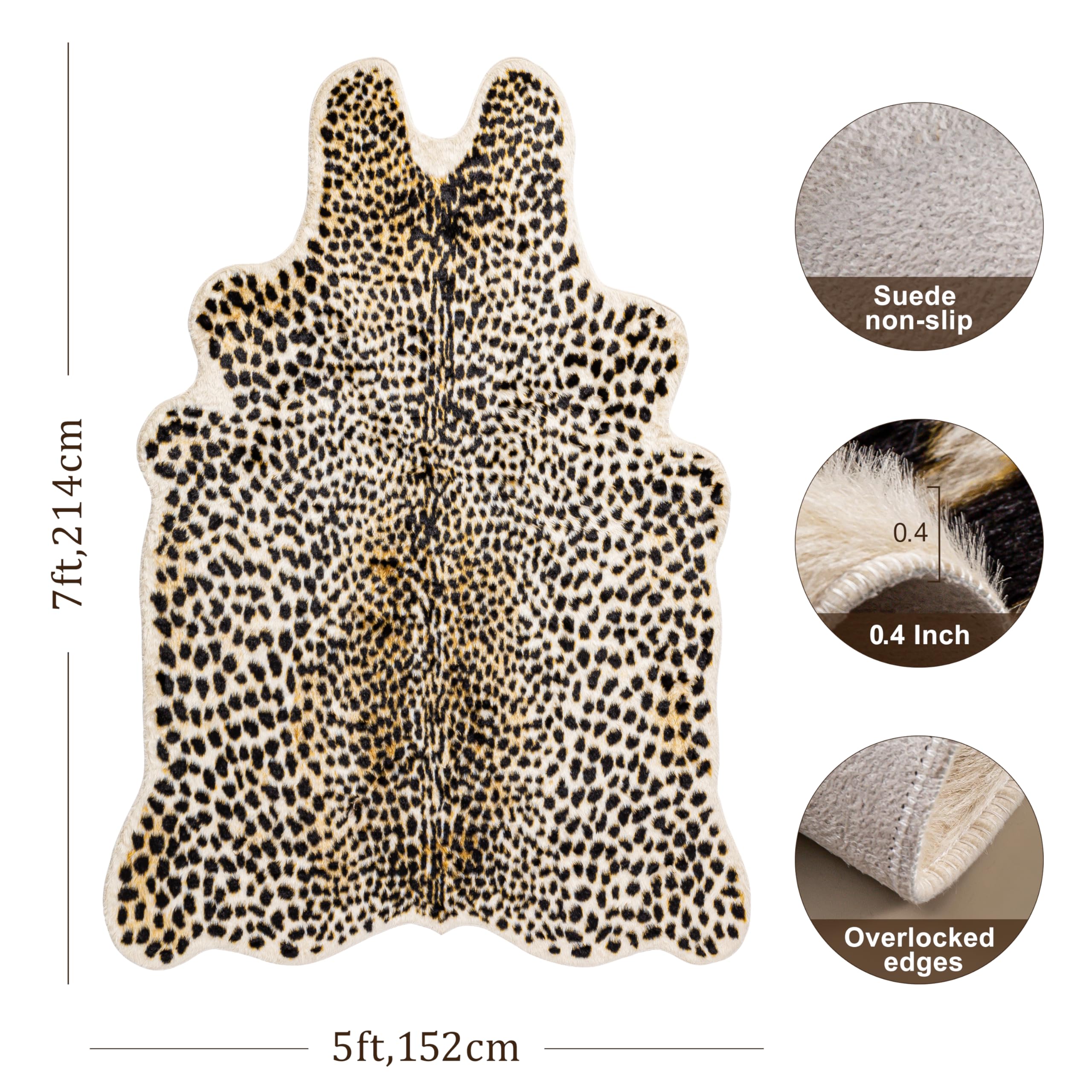 WARM HAVEN leopard rug pattern from edge to edge enhances living room style.