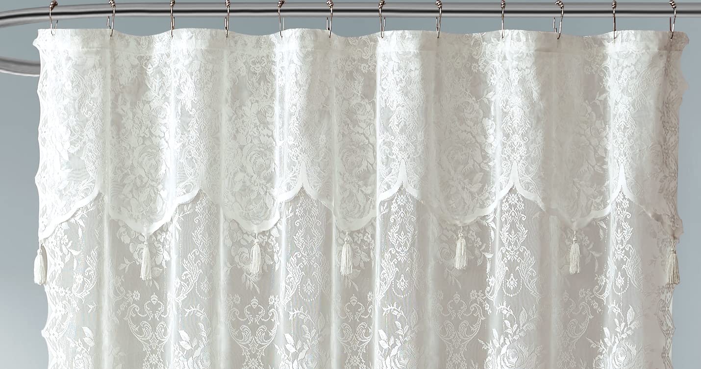 Warm Home Designs English rose lace pattern brightens a bathroom with classic charm.