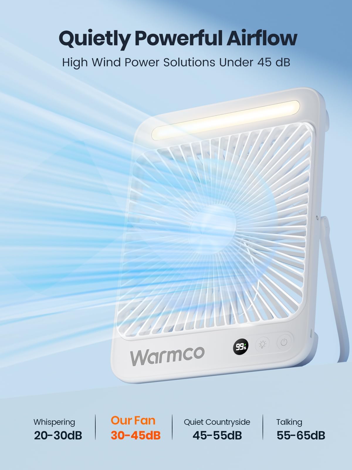 Warmco camping tent ambient lighting with built-in lantern for late evenings.