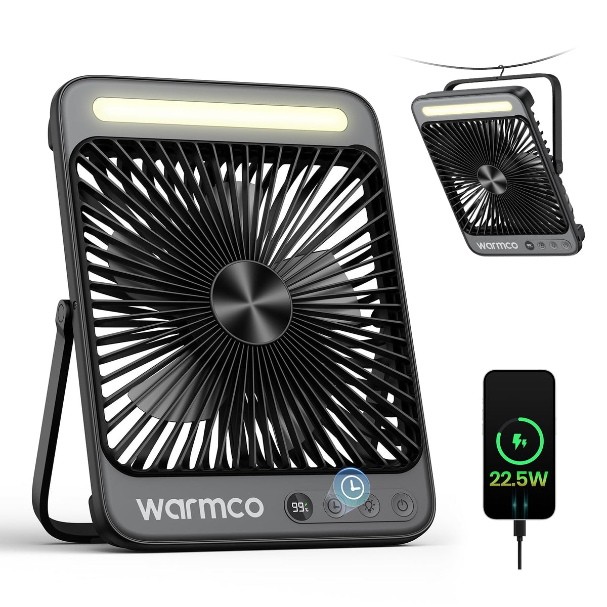 Warmco fan folded ultra-thin backpack design for easy travel and storage.