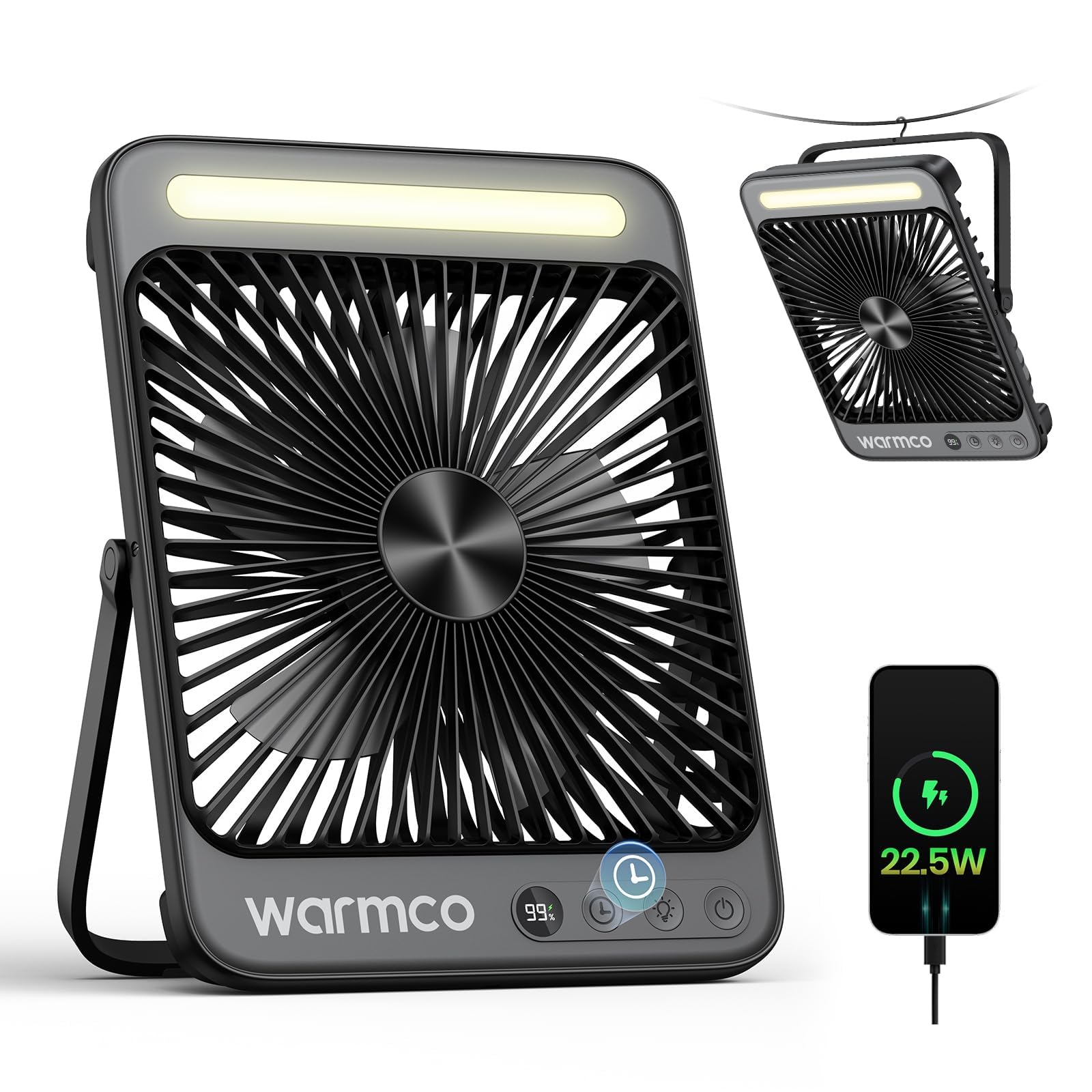 Warmco fan folded ultra-thin backpack design for easy travel and storage.