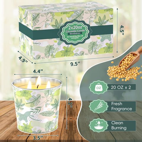 WarmEmbrace citronella candle close-up highlights three wicks delivering steady fragrance and light.