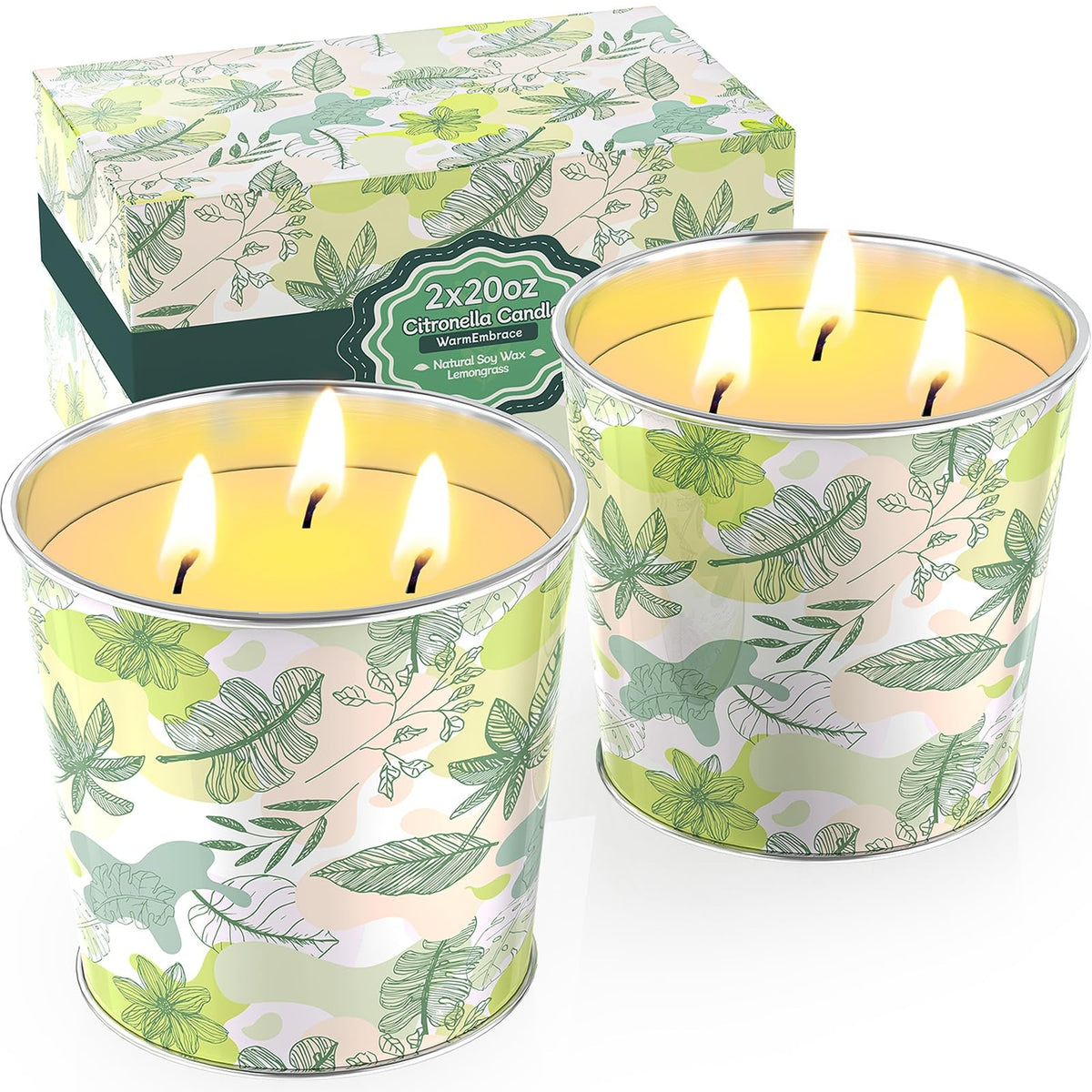 WarmEmbrace citronella candle outdoors in a jar provides soothing glow and insect-repelling ambiance.
