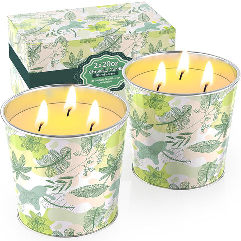 WarmEmbrace citronella candle outdoors in a jar provides soothing glow and insect-repelling ambiance.