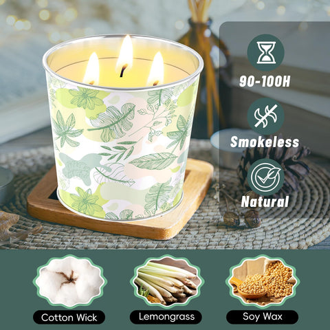 WarmEmbrace citronella candle 3-wick setup on patio creates welcoming outdoor ambiance.