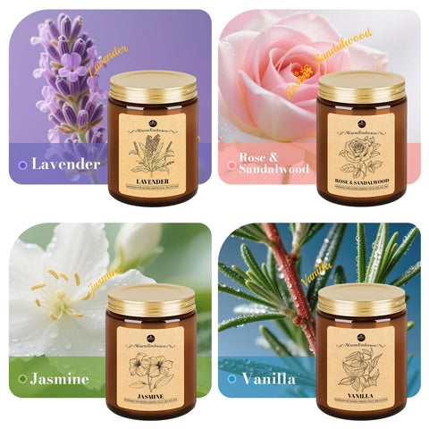 WarmEmbrace 7.6 oz soy wax candle in glass jar for long, clean burn