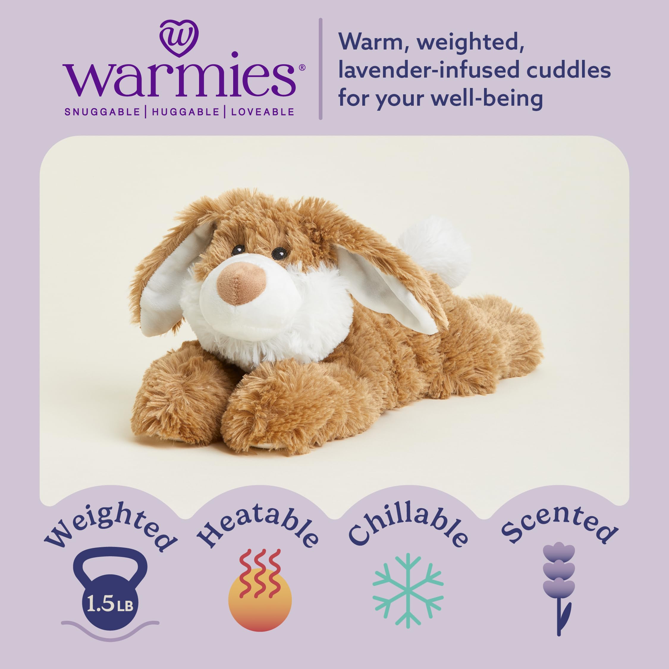 Warmies Brown Bunny held in hands showing warmth and comfort