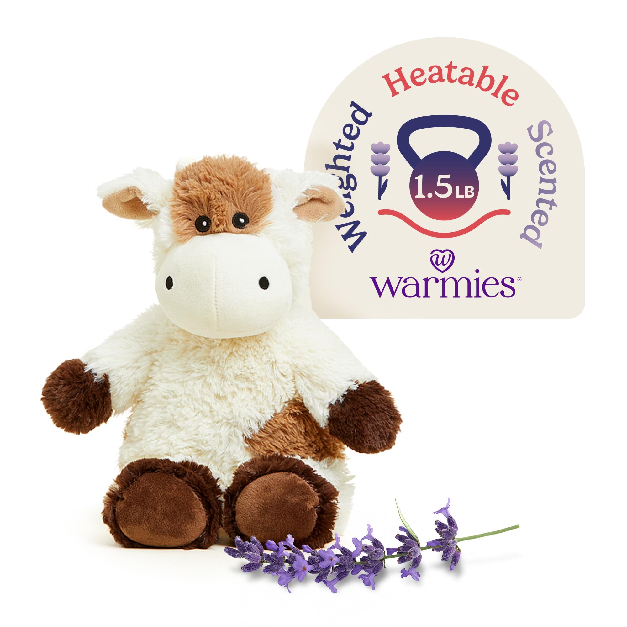 Warmies Cow microwavable heat for cozy warmth and comforting snuggles.