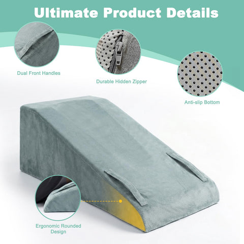 WarmInsula memory foam knee pillow contours to curves for pressure relief.