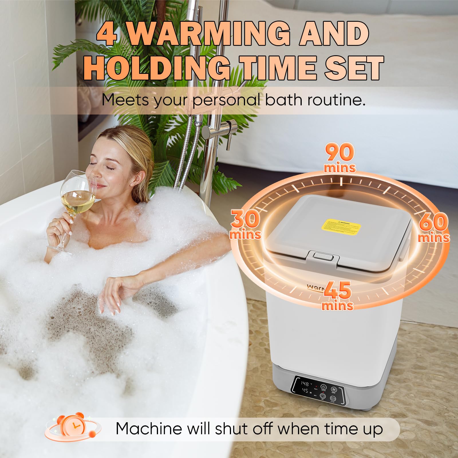 Warmio 30L towel warmer auto shut-off indicator for safety