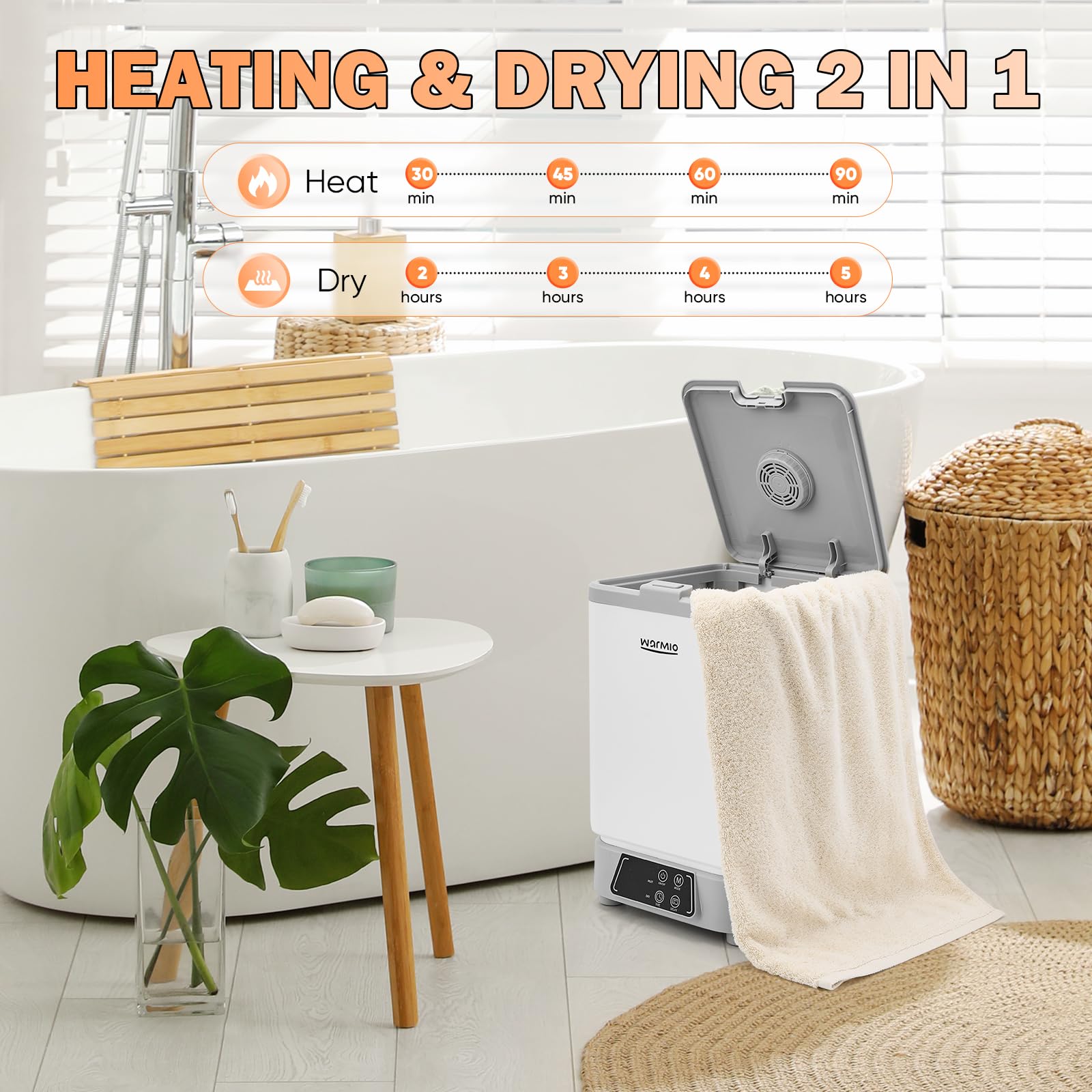 Warmio 30L towel warmer foldable design for compact storage