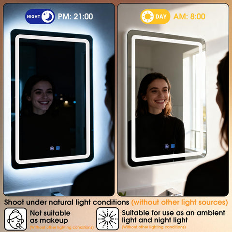 WARM&LOVE LED bathroom mirror dimmable brightness for customized tasks.