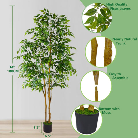 Warmplants ficus leaves close-up shows lifelike texture and maintenance-free greenery.