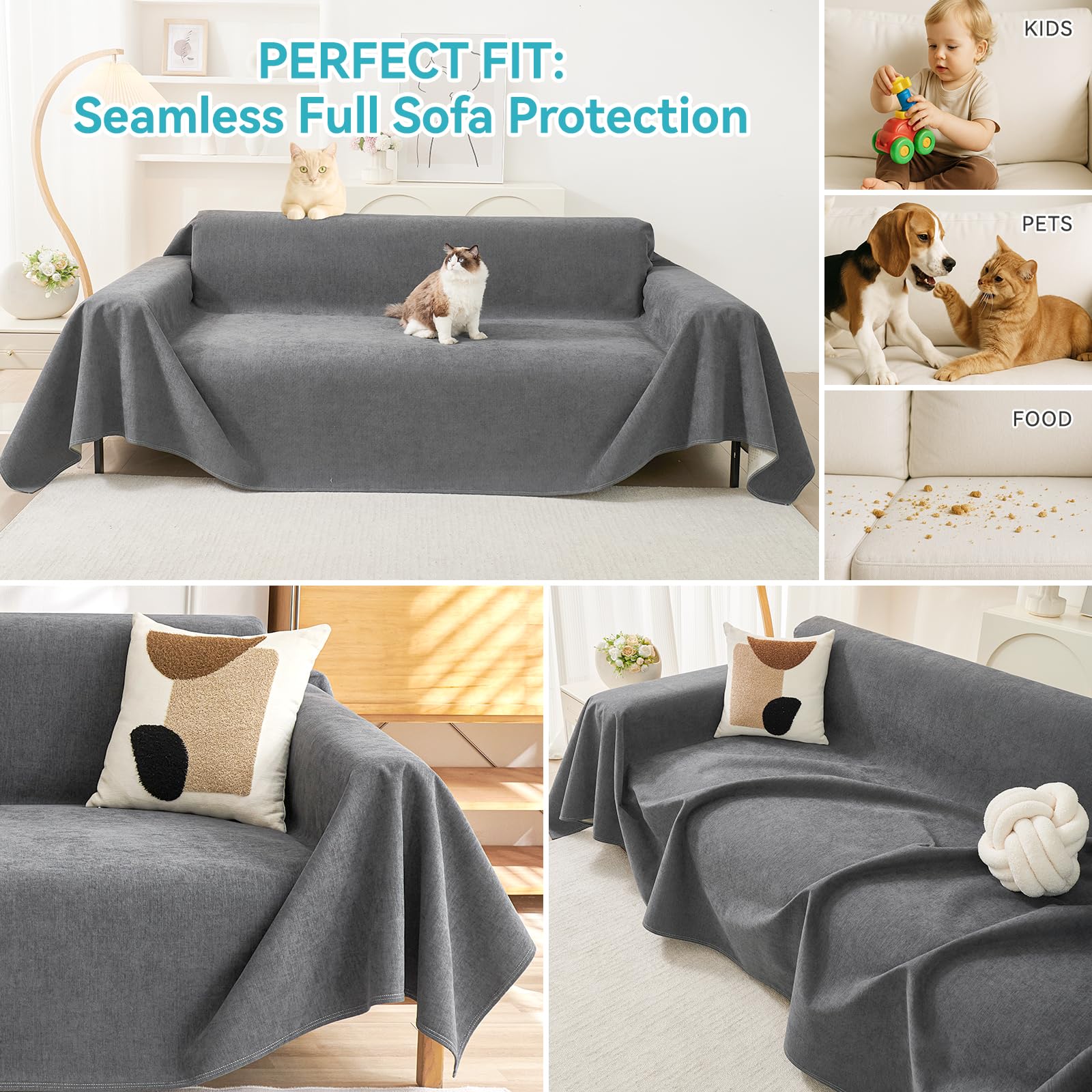 Warmstar couch protector fully covers sofa cushions, arms, and backrests on large sofas