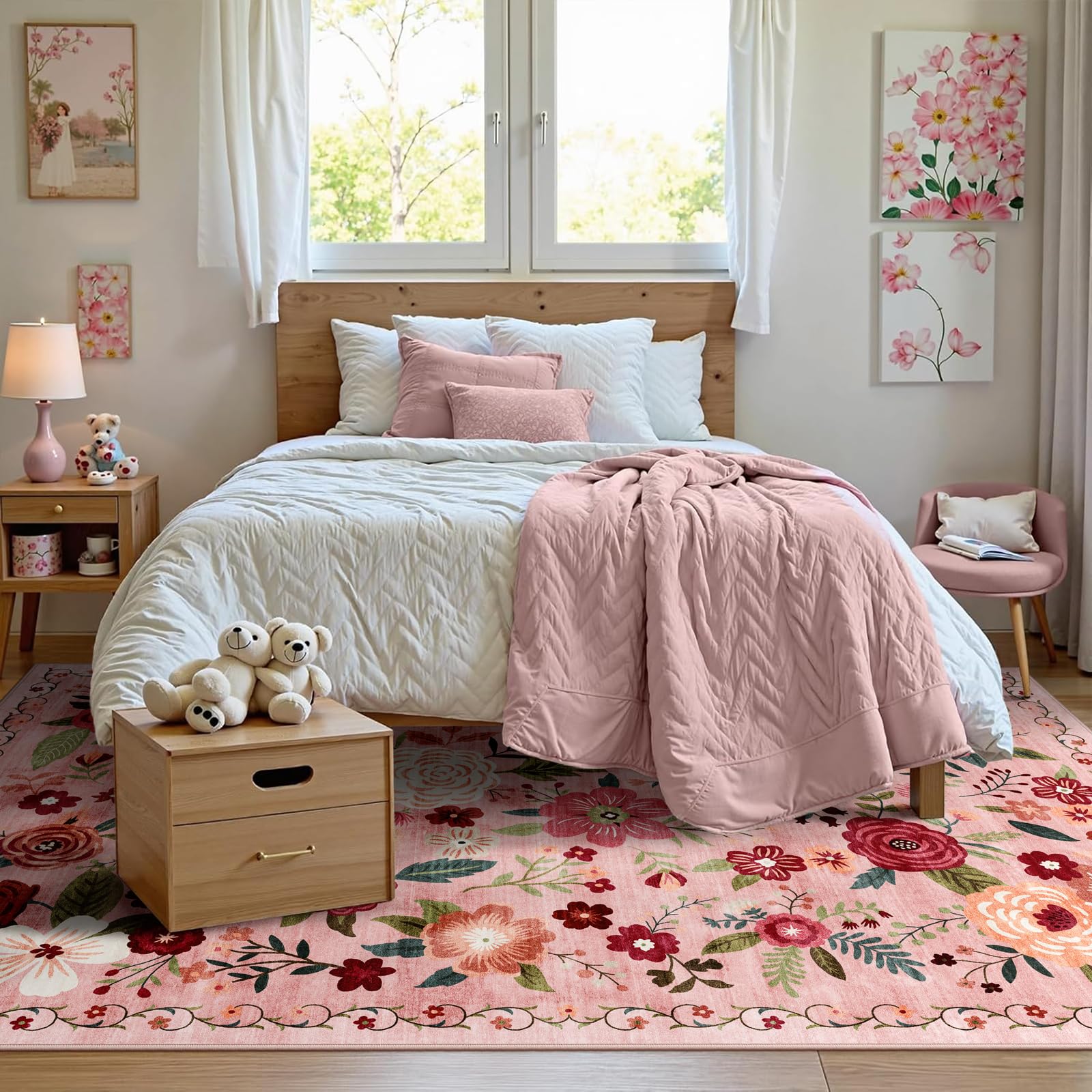 WARMYS 6x9 rug in bedroom with stain-resistant surface