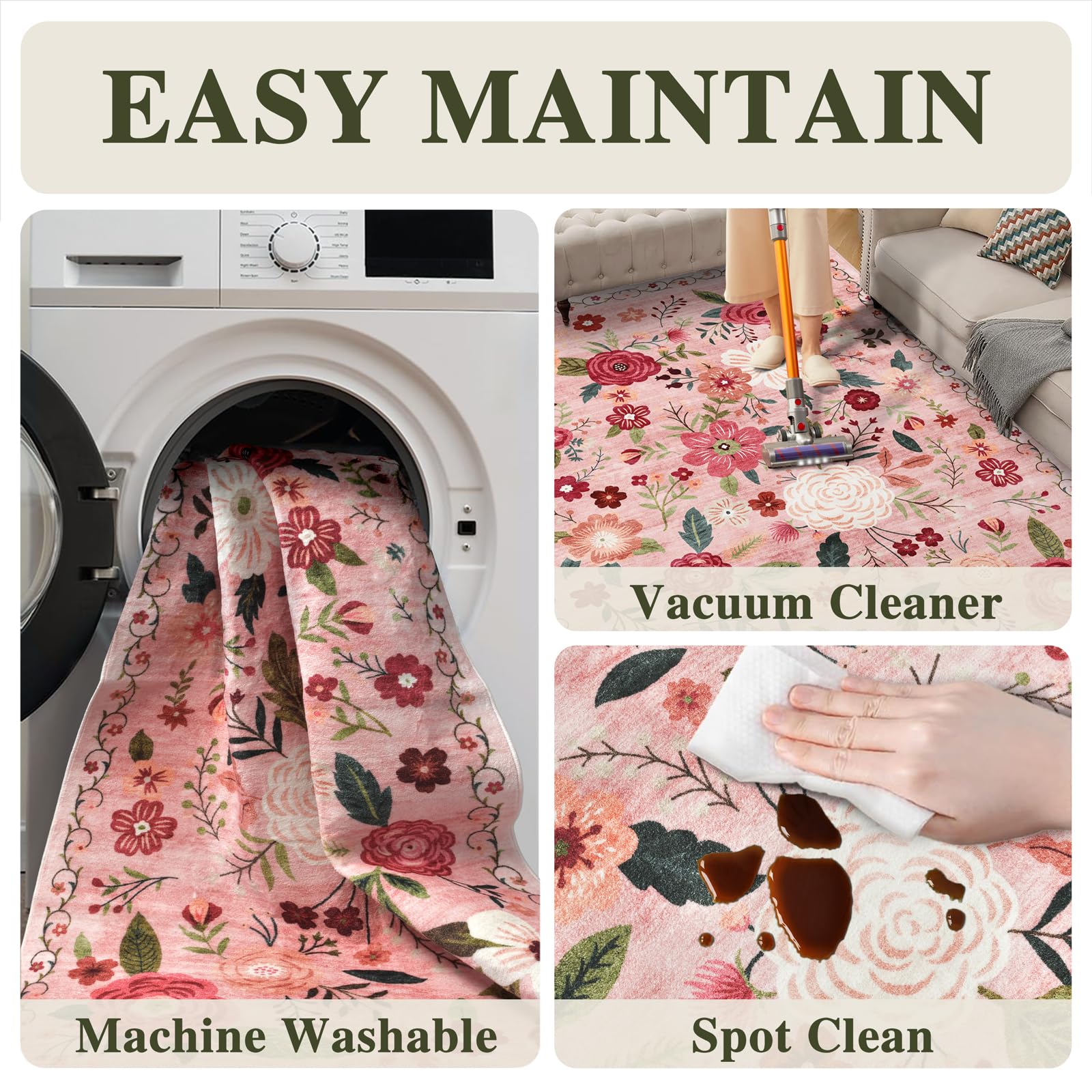 Entryway ready WARMYS rug with low profile to clear doors