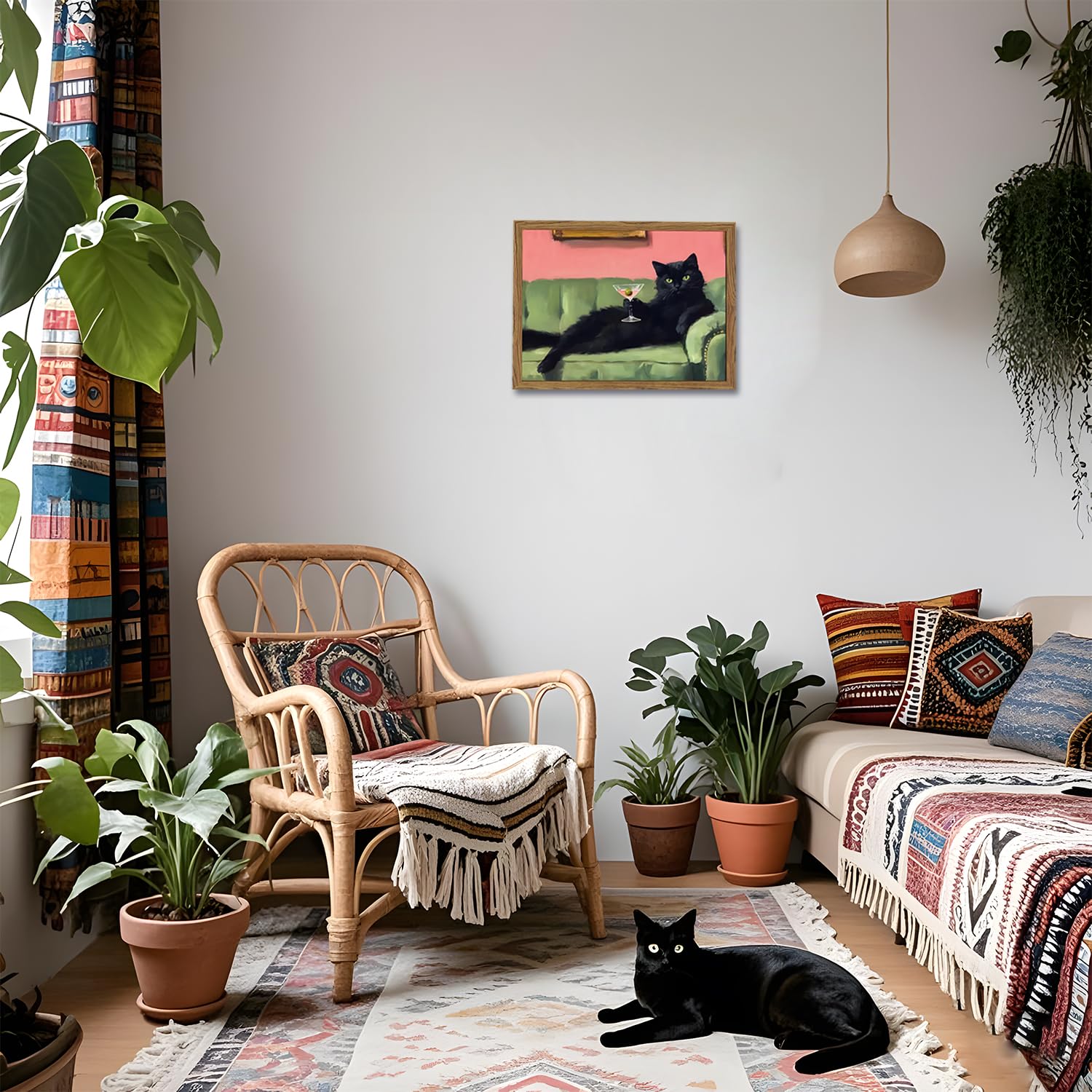 WARTHZ Bar-cart decor cat wall art for kitchens and living rooms.