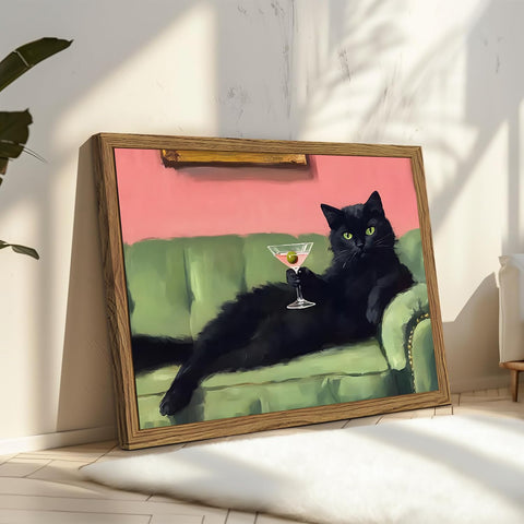 WARTHZ Cocktail cat artwork blends whimsy with modern home style.