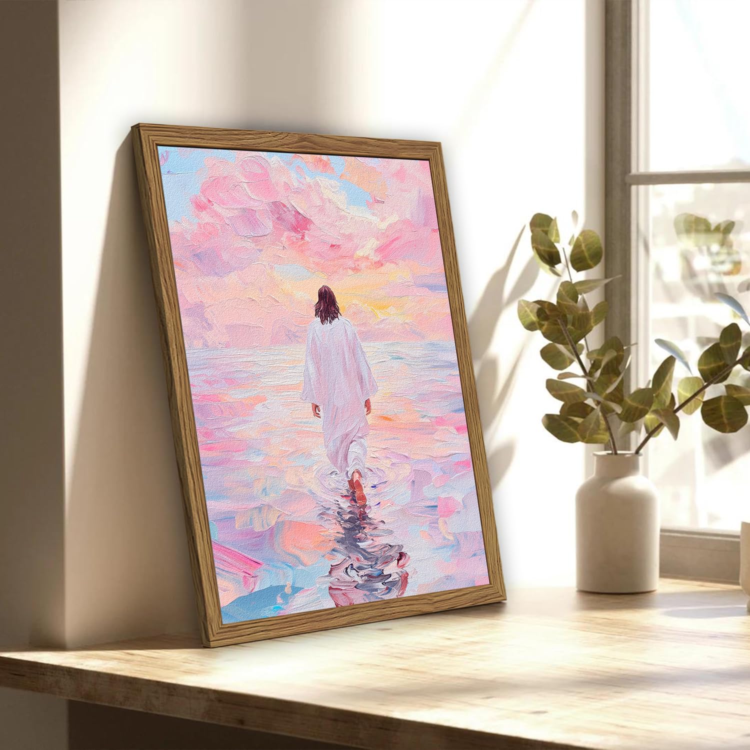 WARTHZ Pink Jesus Walking On Water 3D texture detail adds depth to rooms.