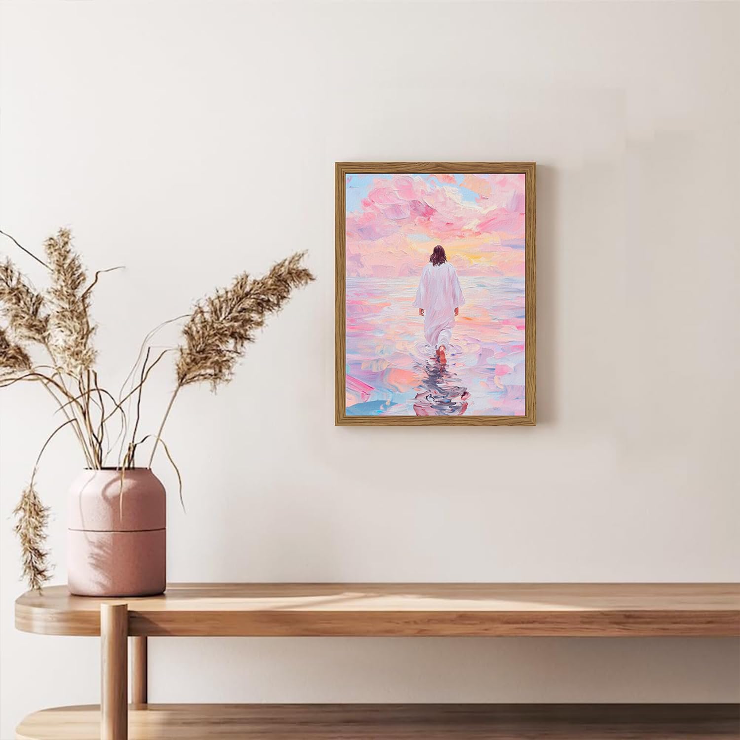 WARTHZ Pink Jesus Walking On Water living room display creates a calm focal point.