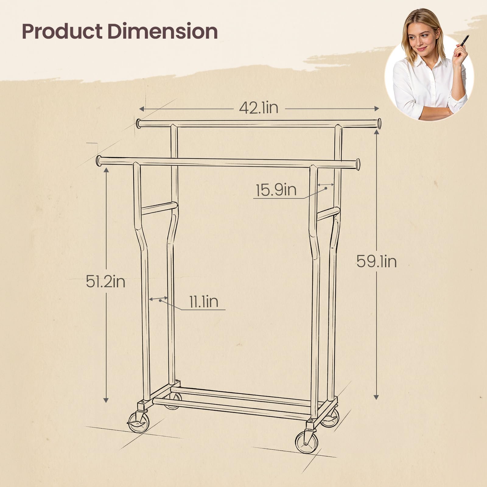 WATIOWL clothes rack 22mm steel frame highlighting heavy-duty durability.