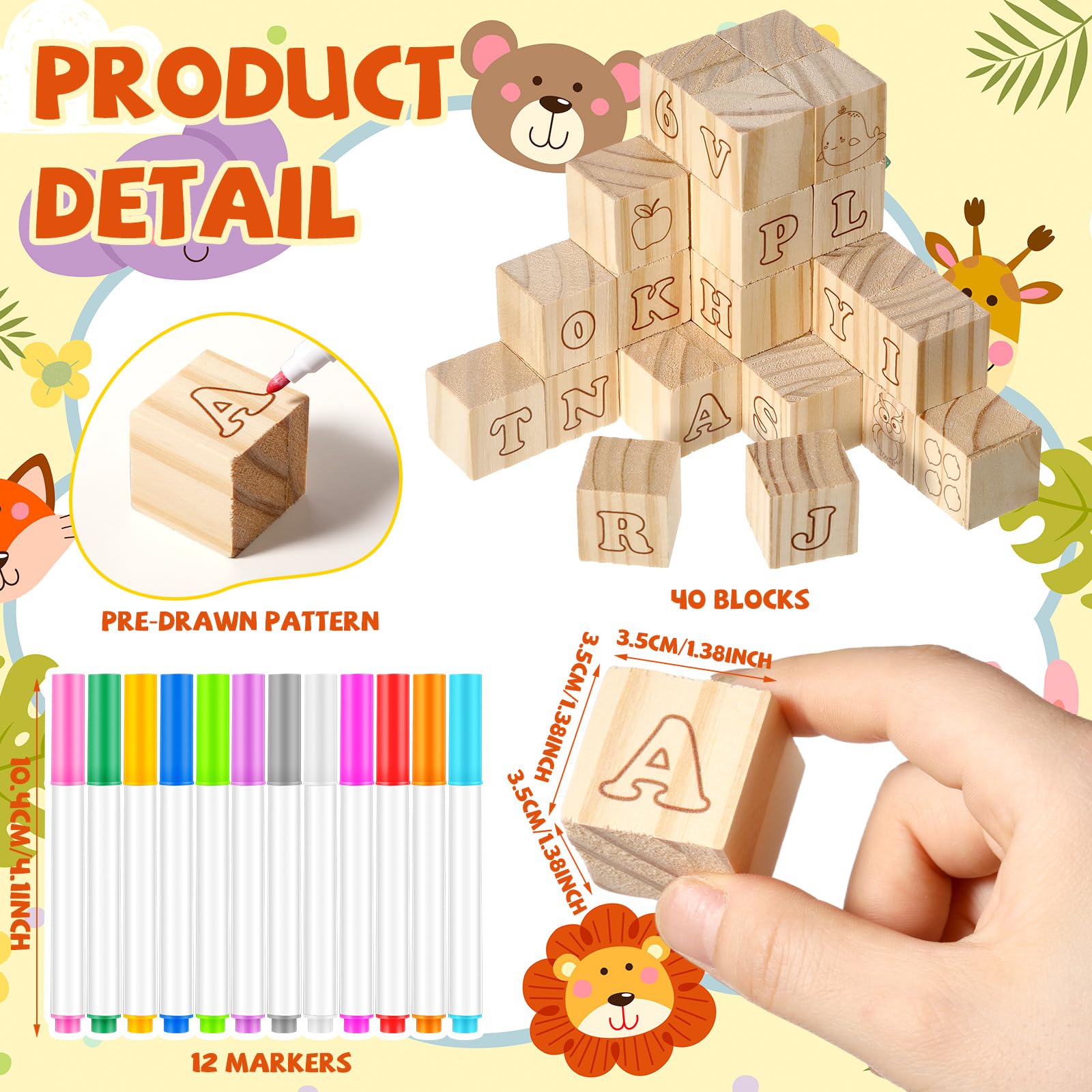 Watersay wooden blocks for DIY party crafts and games.