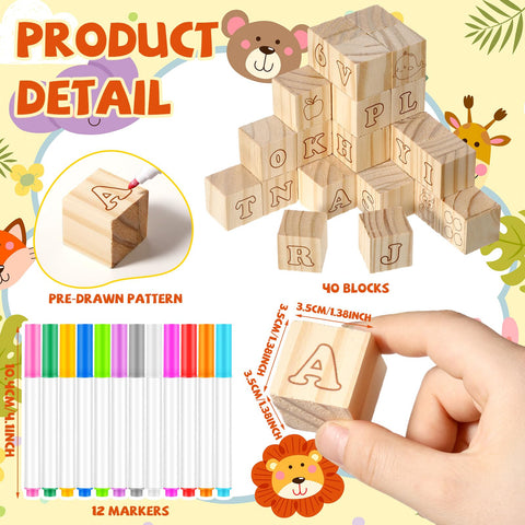 Watersay wooden blocks for DIY party crafts and games.