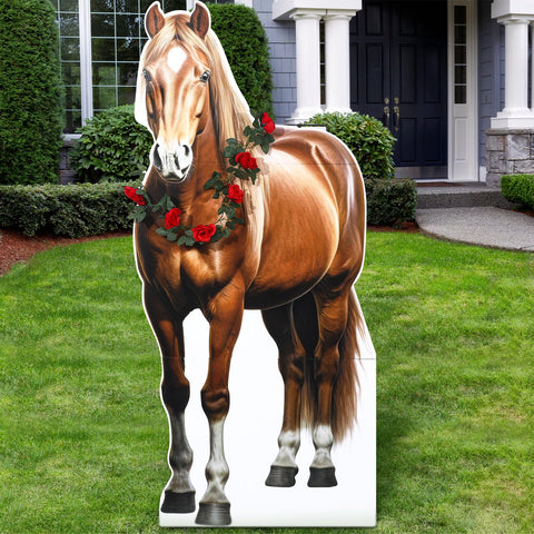 Watersay Derby horse cardboard stand ready for photo booth and party display