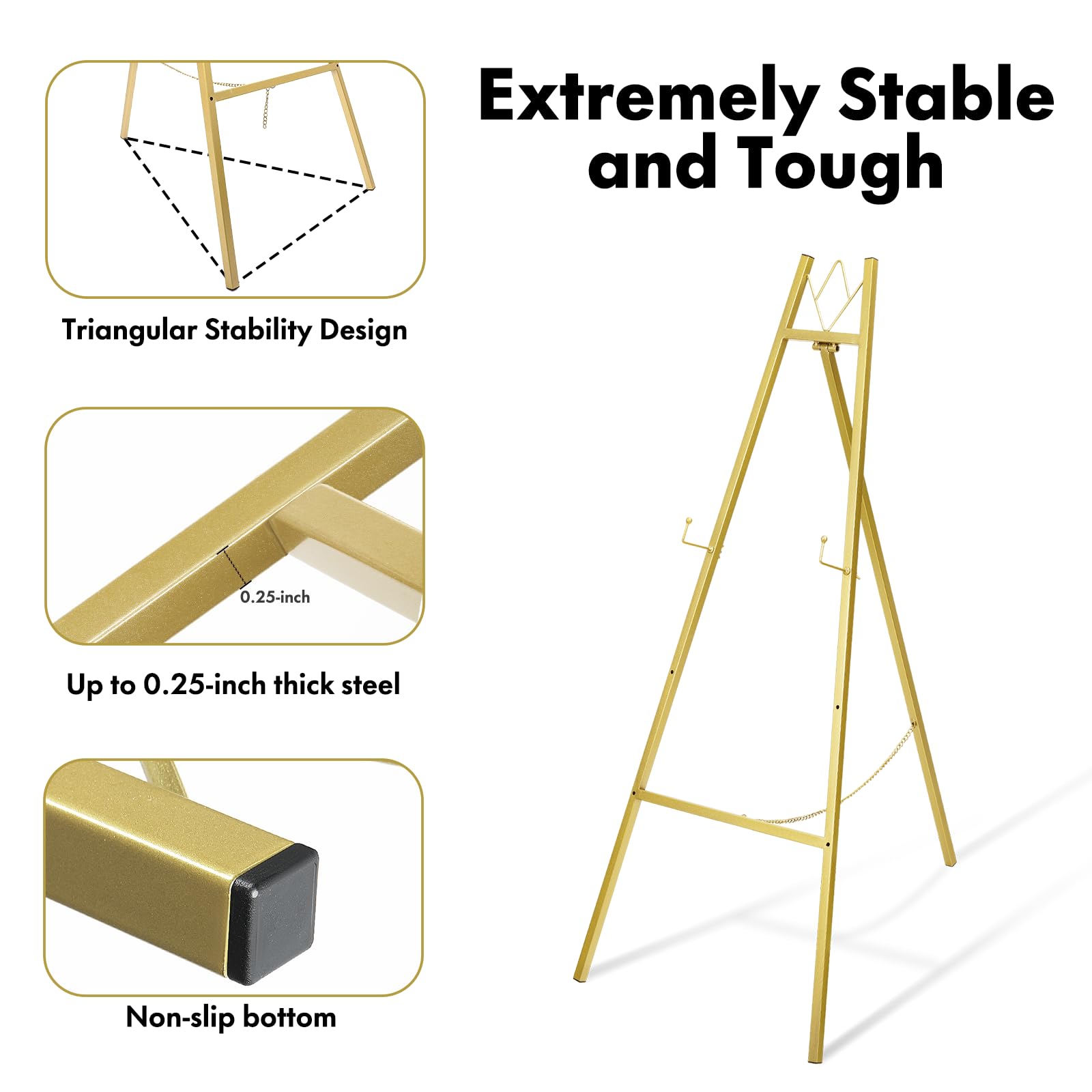 Watihere easel easy assembly with numbered parts saves setup time.