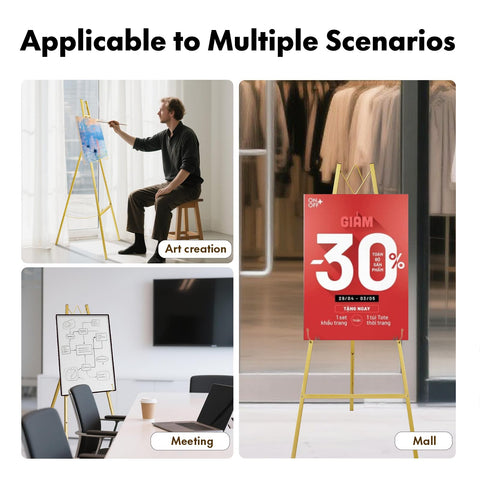 Watihere gold easel stand suitable for art, photos, and decor.