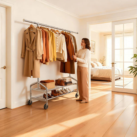 WATIOWL rack in a retail store demonstrates easy mobility and versatile display.
