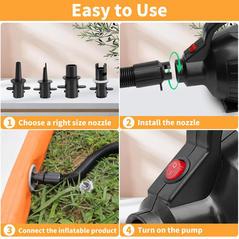 Wauffua compact pump with detachable hose for tidy storage after use.