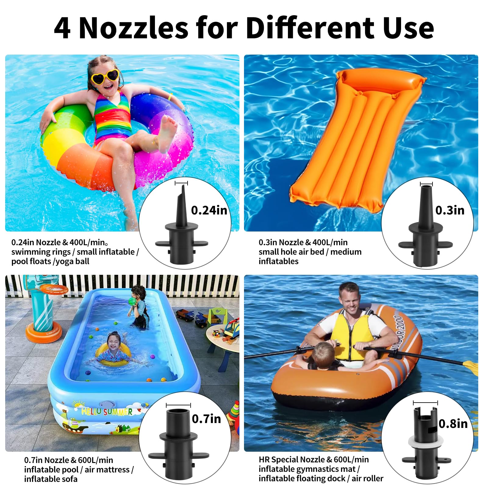 Wauffua electric air pump inflating an air mattress quickly for guests.