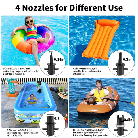 Wauffua electric air pump inflating an air mattress quickly for guests.