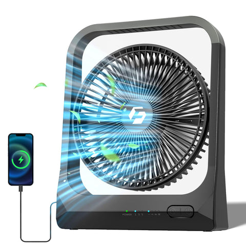 Wavmill 8-inch portable fan front view for desk cooling.
