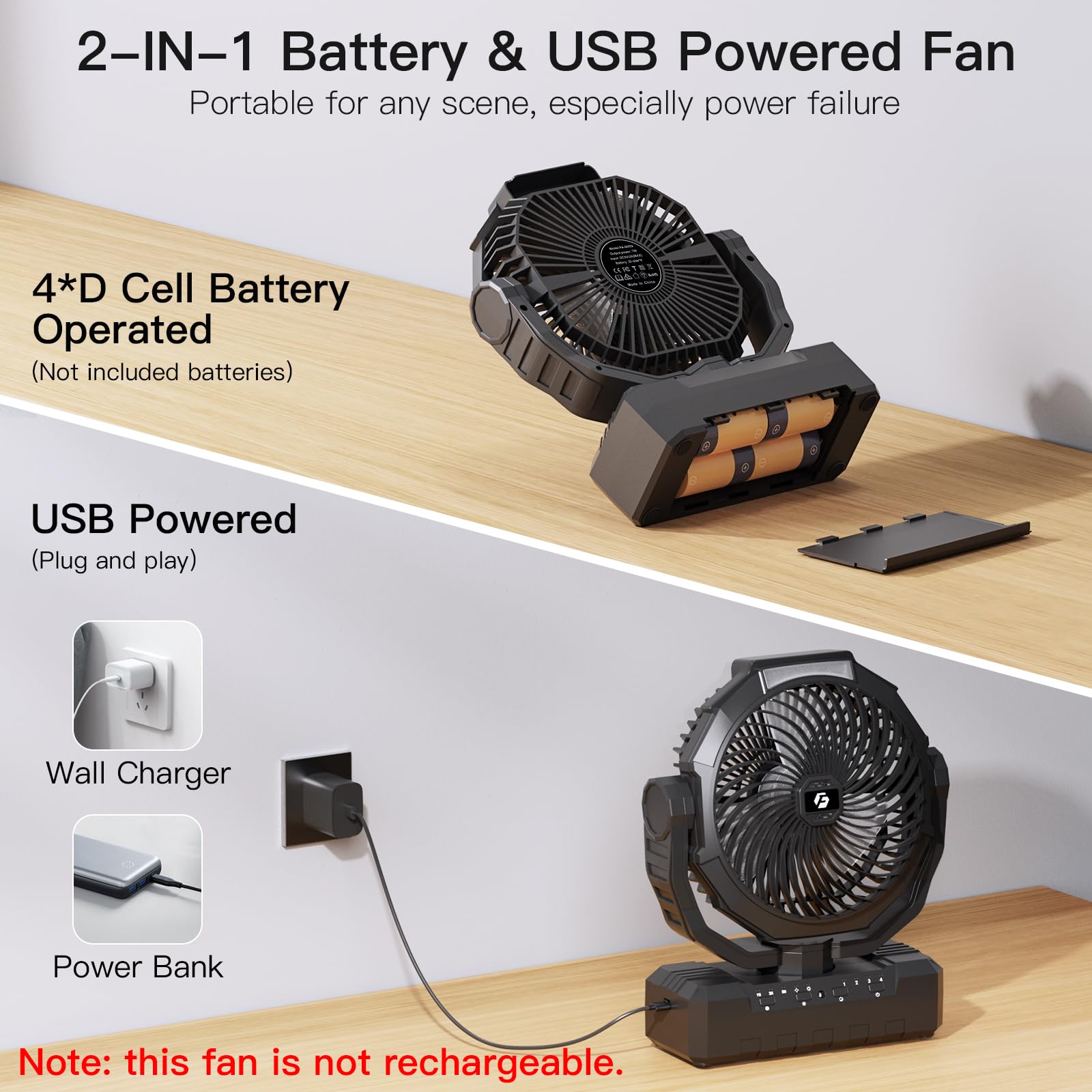 Wavmill compact camping fan with four speeds delivering quiet airflow.