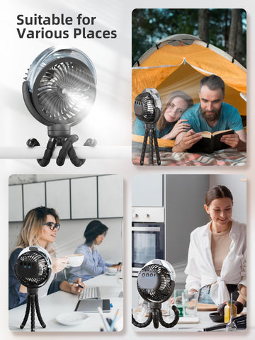 Wavmill Misting Stroller Fan in outdoor setting for cooling and misting.