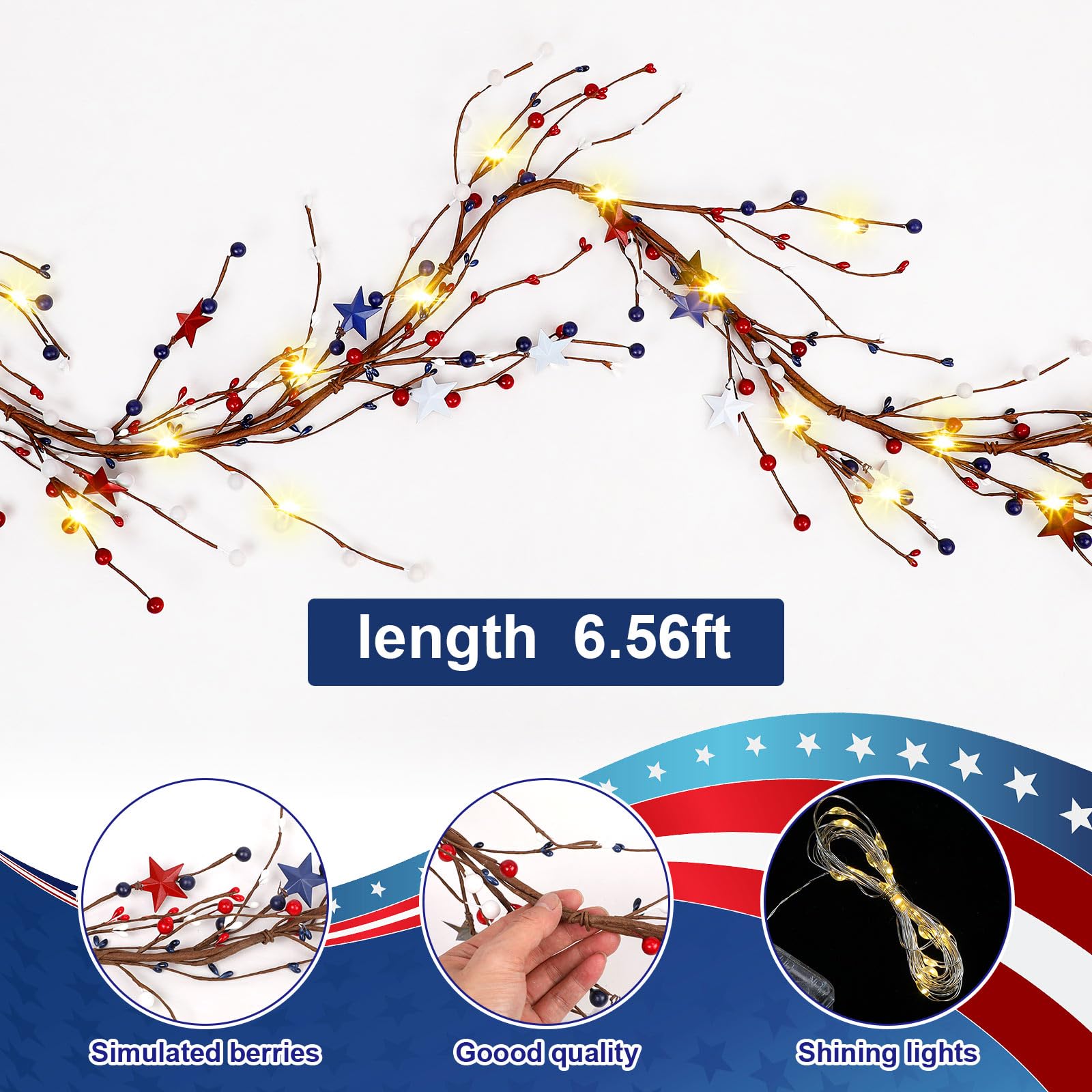 Wavwavw 59-inch independence day garland perfect for home displays.
