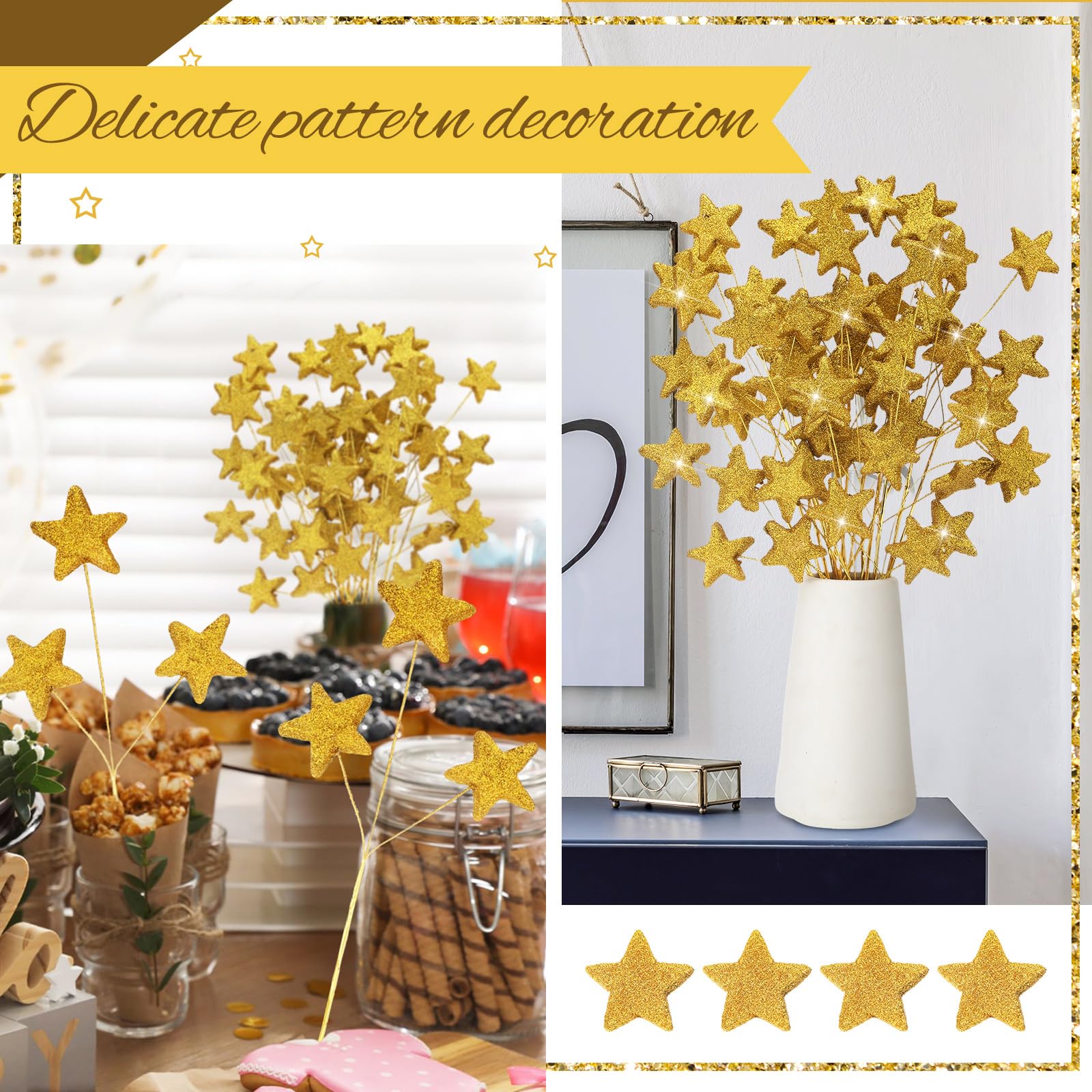 Wavwavw gold glitter ornament picks elevate weddings and parties