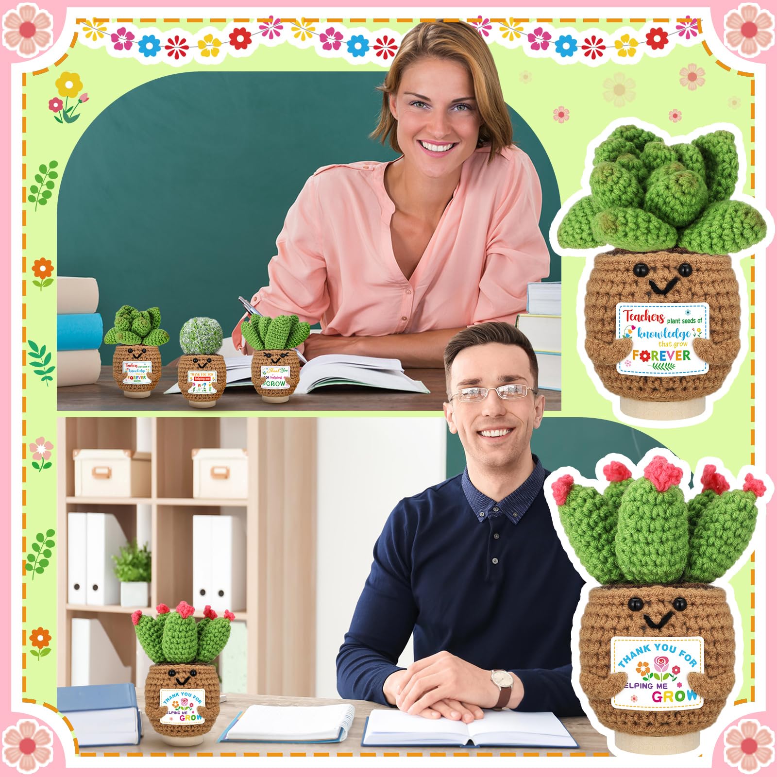Wavwavw decorative crochet succulent with card ideal for graduations.