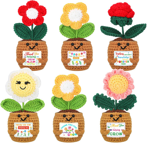 Wavwavw crochet sunflower in pot with card, ideal for teacher appreciation decor
