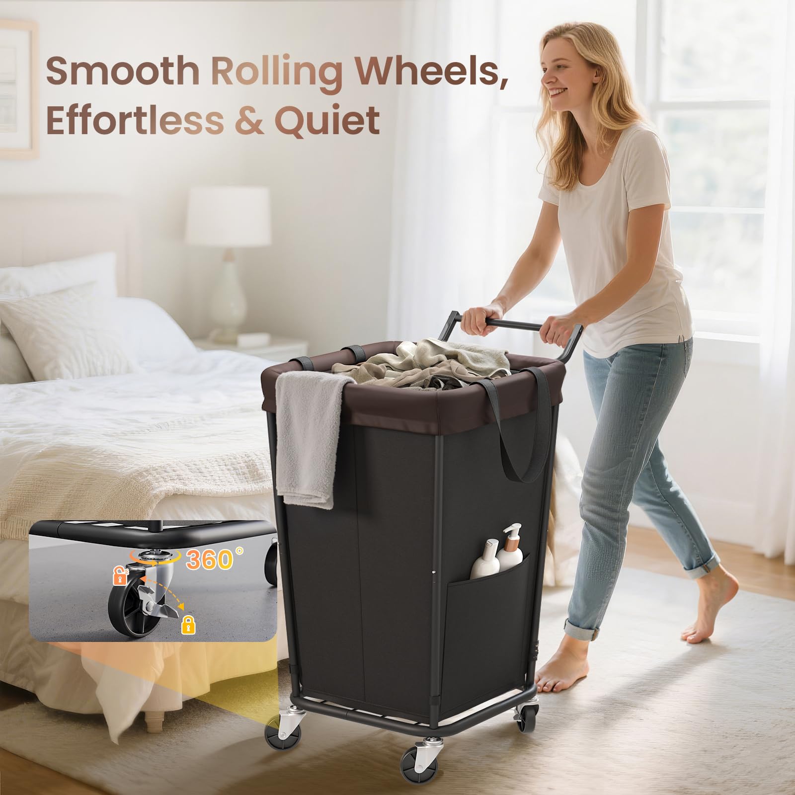 Wawocs 160L capacity hamper for large loads and fewer trips.