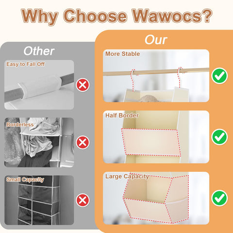 Wawocs collapsible design saves space in small wardrobes.