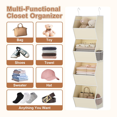 Wawocs organizer shows easy wardrobe hooks for flexible hanging placement.