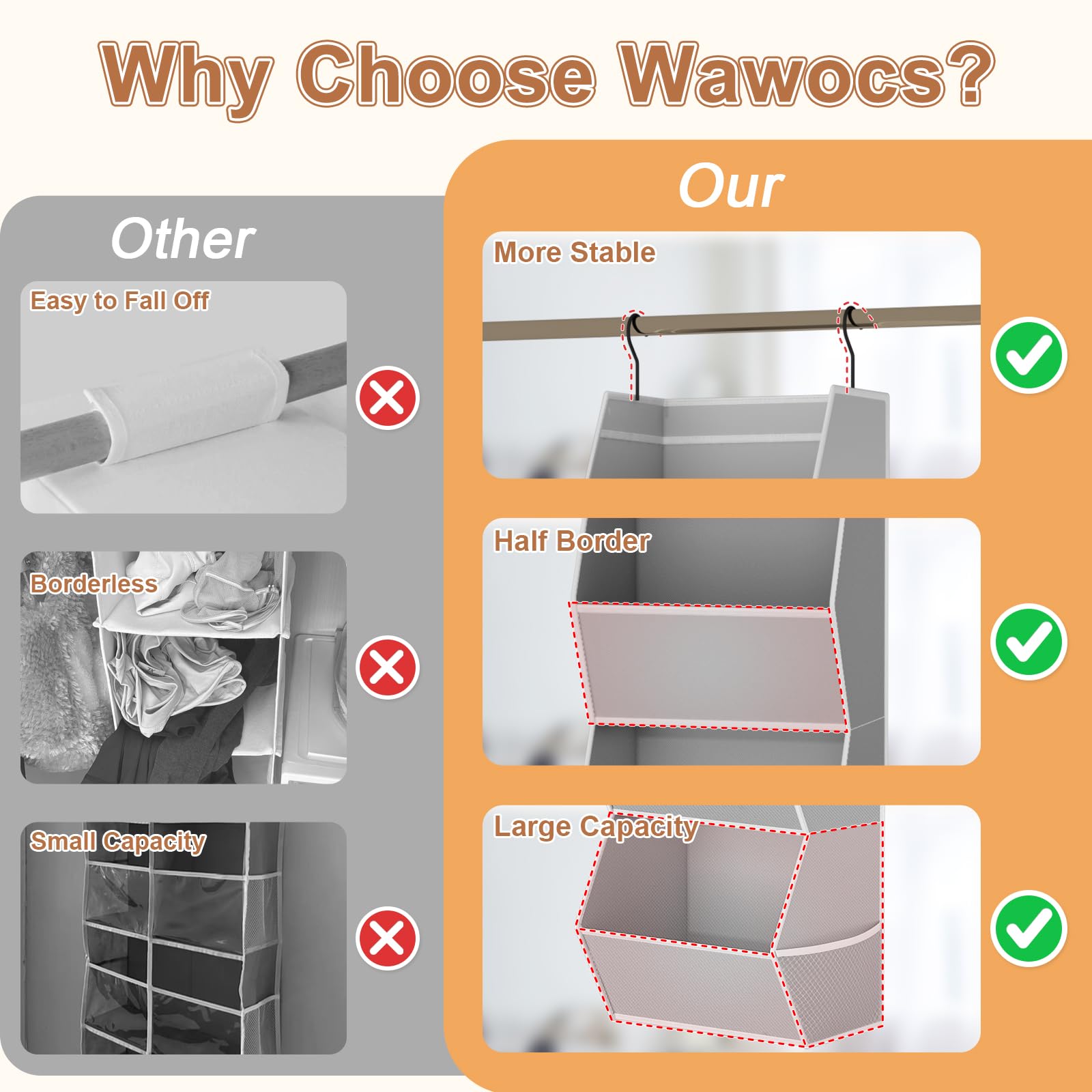 Wawocs mesh pockets on the sides keep small items neatly organized.