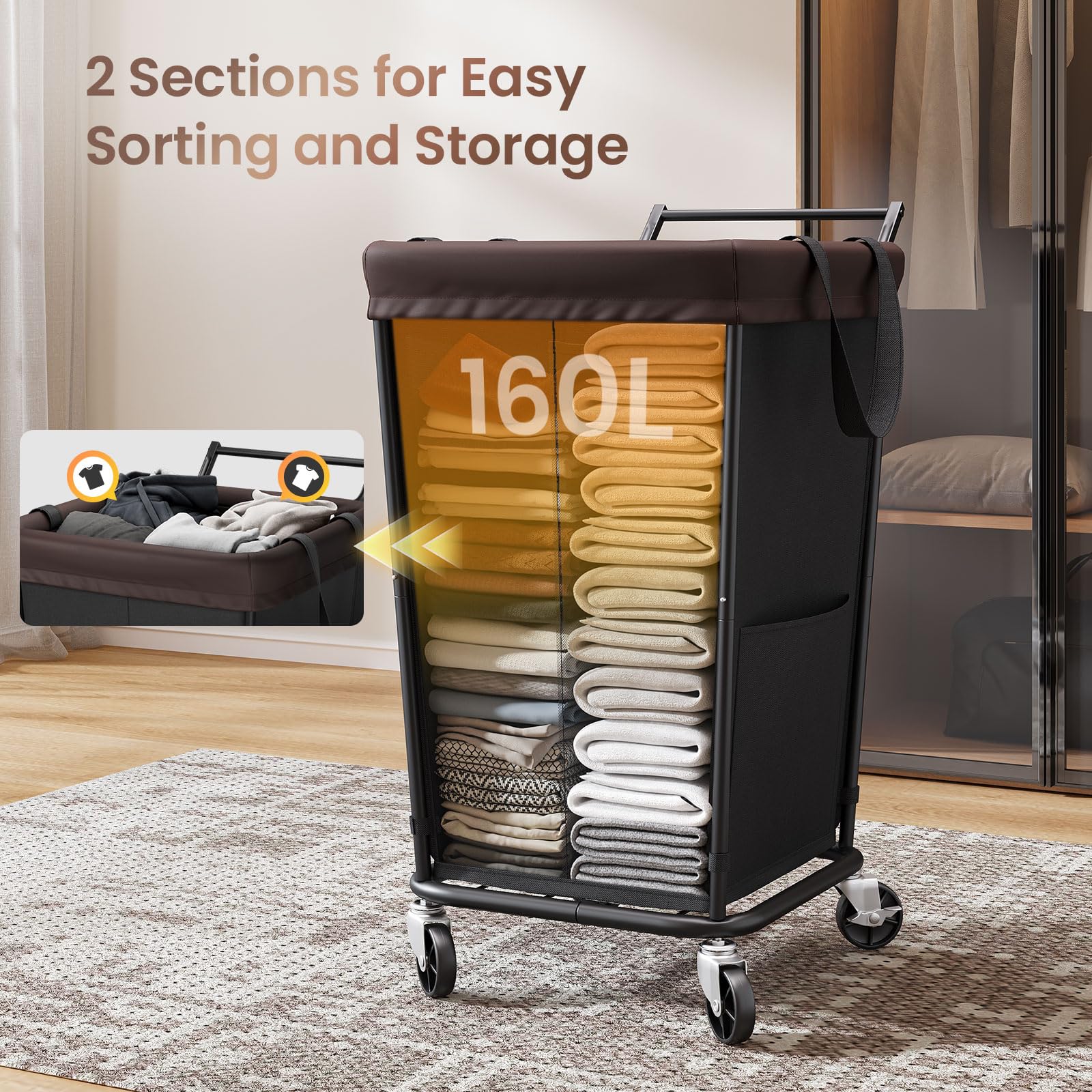 Wawocs smooth 360° swivel wheels offer quiet, effortless mobility.