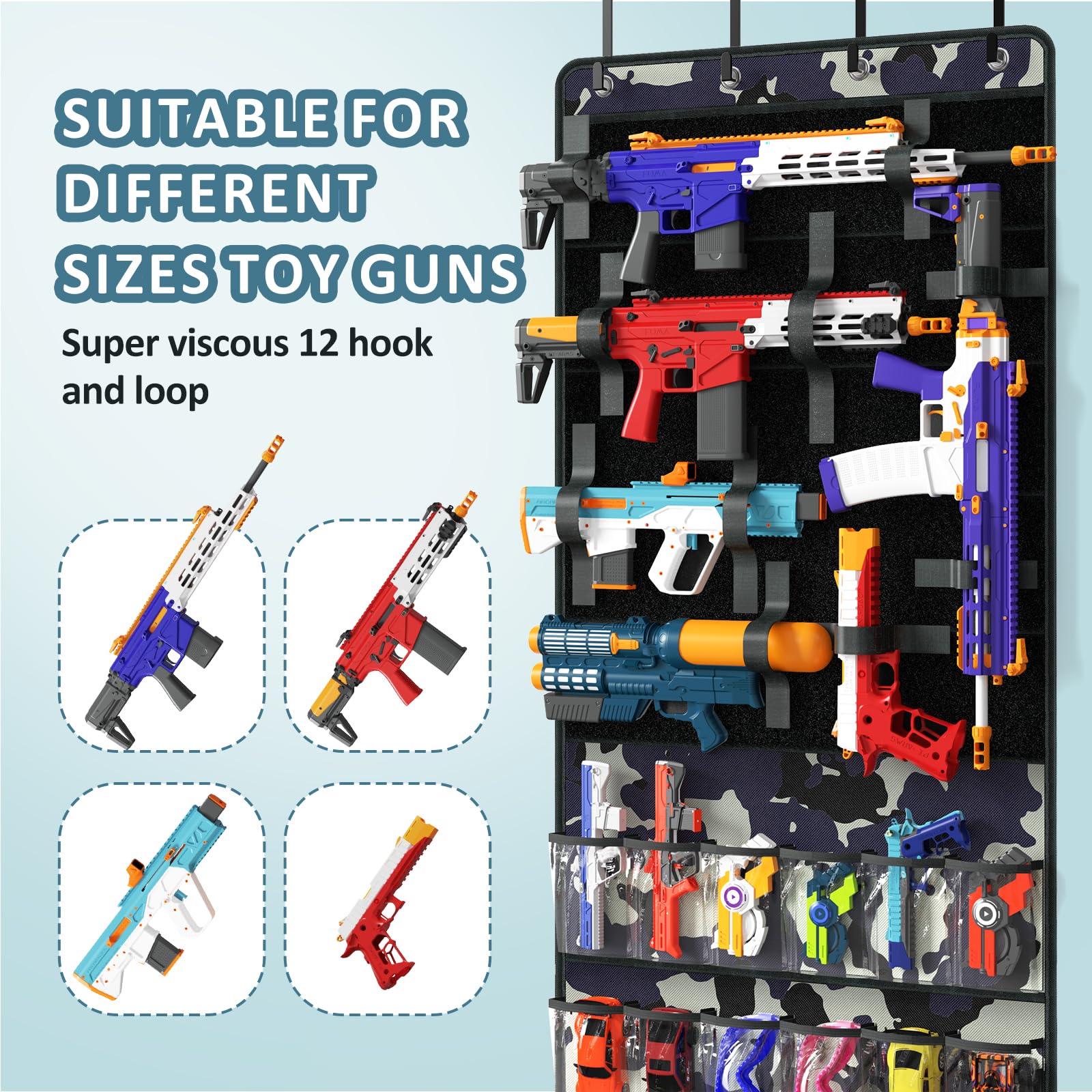 Wawocs toy guns and darts storage shows contents at a glance for quick cleanup.