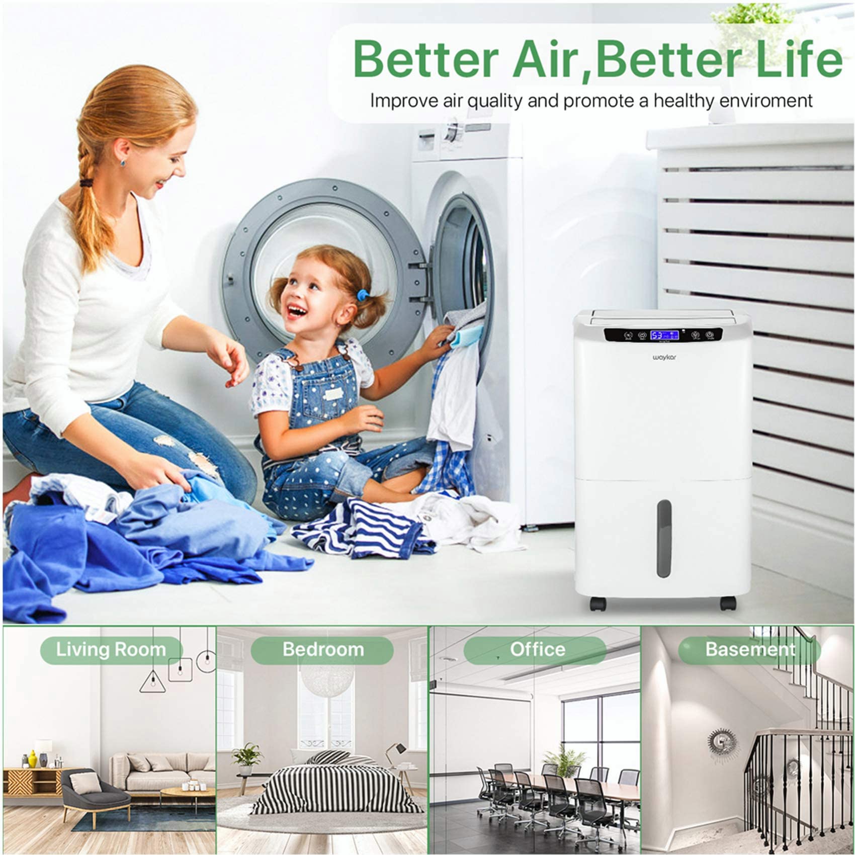 Waykar quiet-operation-timer ensures peaceful use in bedrooms and living spaces.